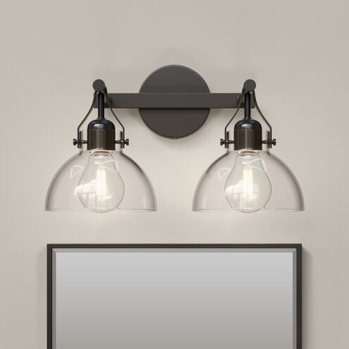 None 2 Light 14.5 inch Matte Black Bathroom Vanity Light Wall Light